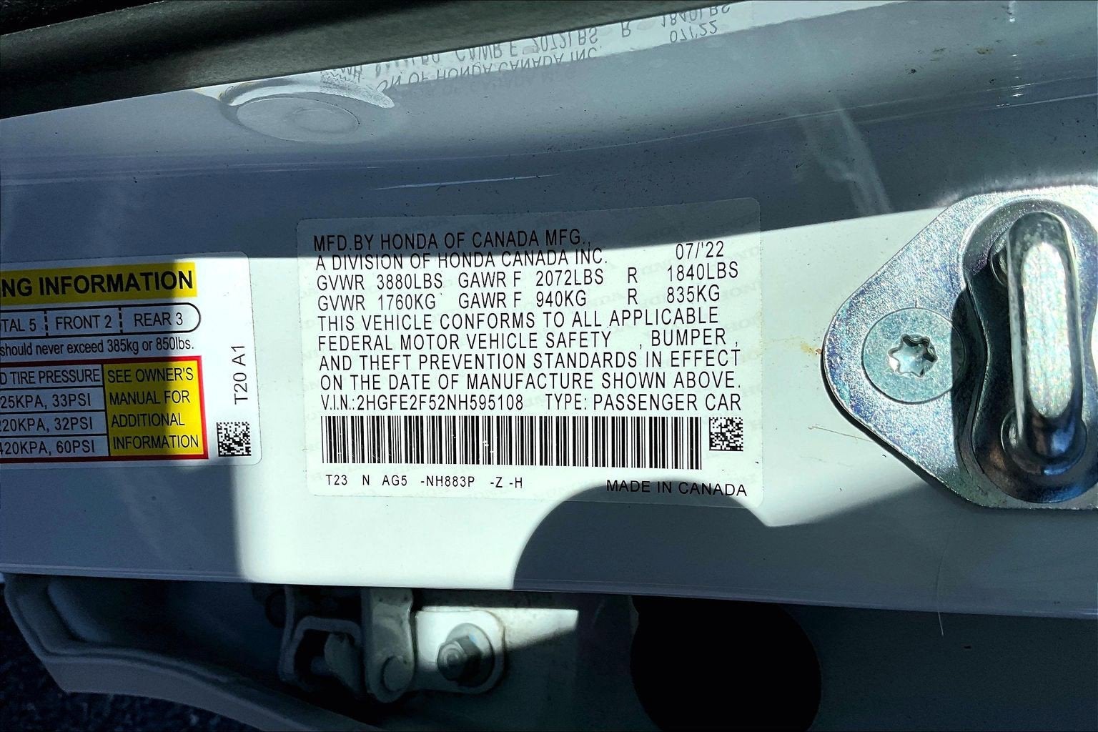 2022 Honda Civic Sedan Sport